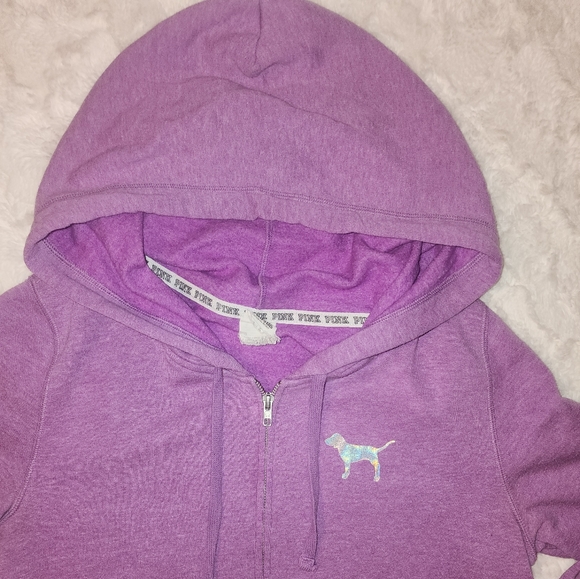 Women's Victoria's Secret VS PINK Purple Size Large Sweatshirt Zip Up Hoodie - Picture 3 of 3